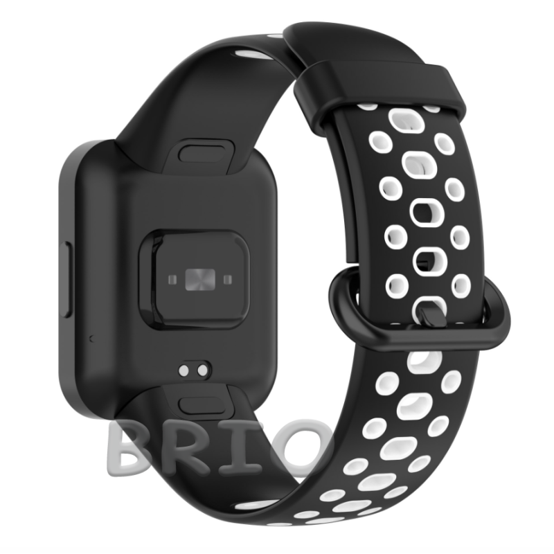 Спортивний перфорований ремінець для смарт-годинника Mi Watch Lite та Redmi Watch чорний-білий