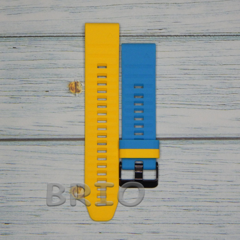 Силіконовий ремінець Quick Fit 22mm для Garmin Жовто-блакитний