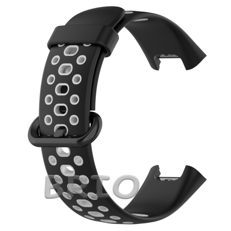 Спортивний перфорований ремінець для смарт-годинника Mi Watch Lite та Redmi Watch чорний-сірий