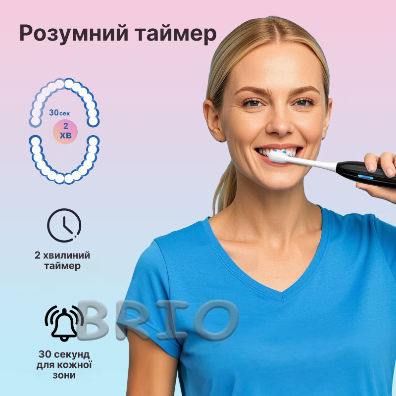 Електрична звукова зубна щітка H2ofloss SoniSweep Pro Black - потужне та дбайливе чищення