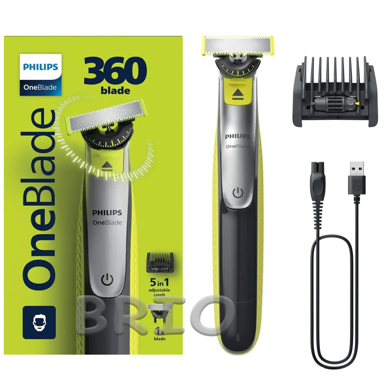 Комплект триммер Philips OneBlade 360 QP2734/23 з 2 лезами та додатковими насадками QP624/50 для гоління