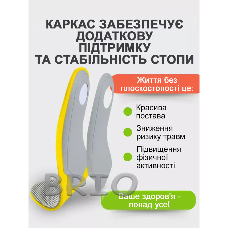 Каркасні ортопедичні устілки від плоскостопості та втоми універсальні 35-40