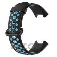 Спортивный перфорированный ремешок для смарт-часов Mi Watch Lite и Redmi Watch черный-синий