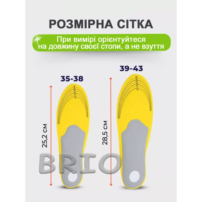 Каркасні ортопедичні устілки від плоскостопості та втоми універсальні 35-40