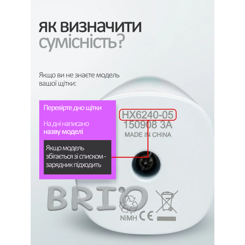 Зарядний пристрій база для електричної зубної щітки Philips Sonicare HX6100 білий