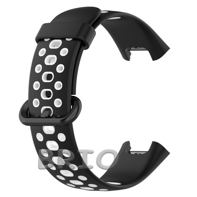Спортивний перфорований ремінець для смарт-годинника Mi Watch Lite та Redmi Watch чорний-білий