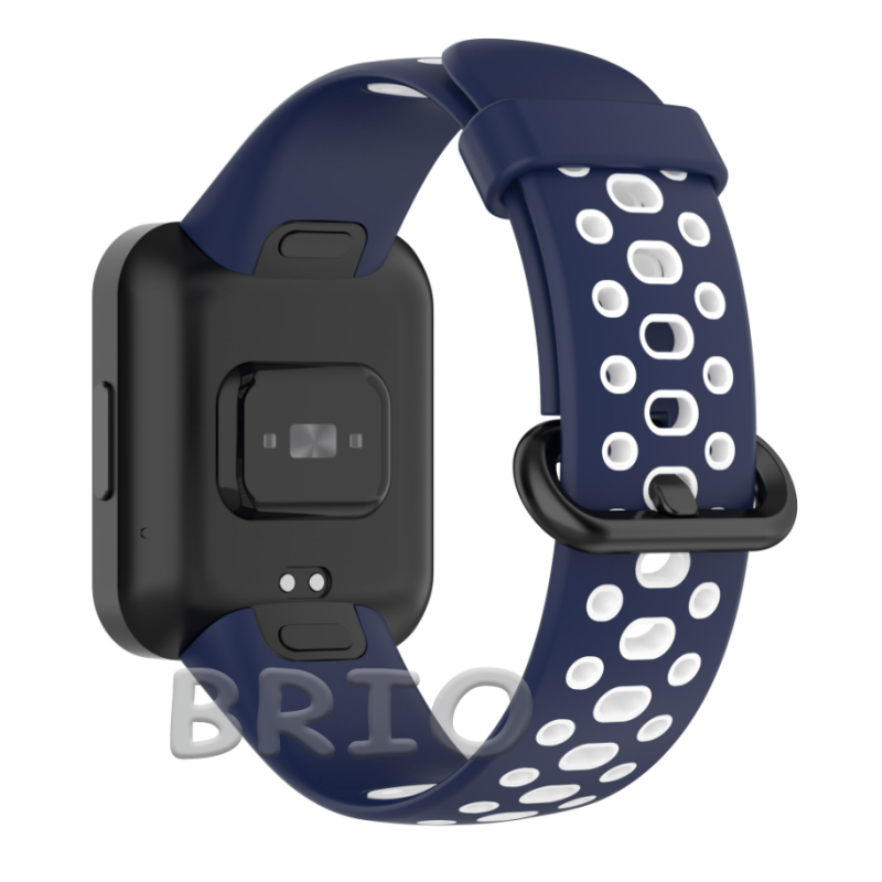 Силіконовий спортивний ремінець для Mi та Redmi Watch 2 Lite (перфорований) синій-білий