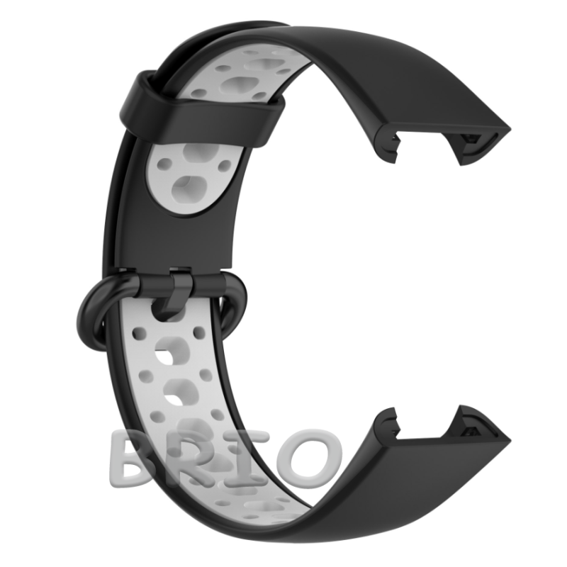 Силіконовий спортивний ремінець для Mi та Redmi Watch 2 Lite (перфорований) чорний-сірий