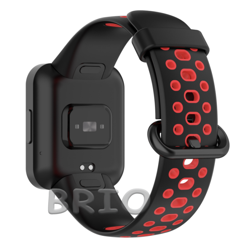 Спортивний перфорований ремінець для смарт-годинника Mi Watch Lite та Redmi Watch чорний-червоний