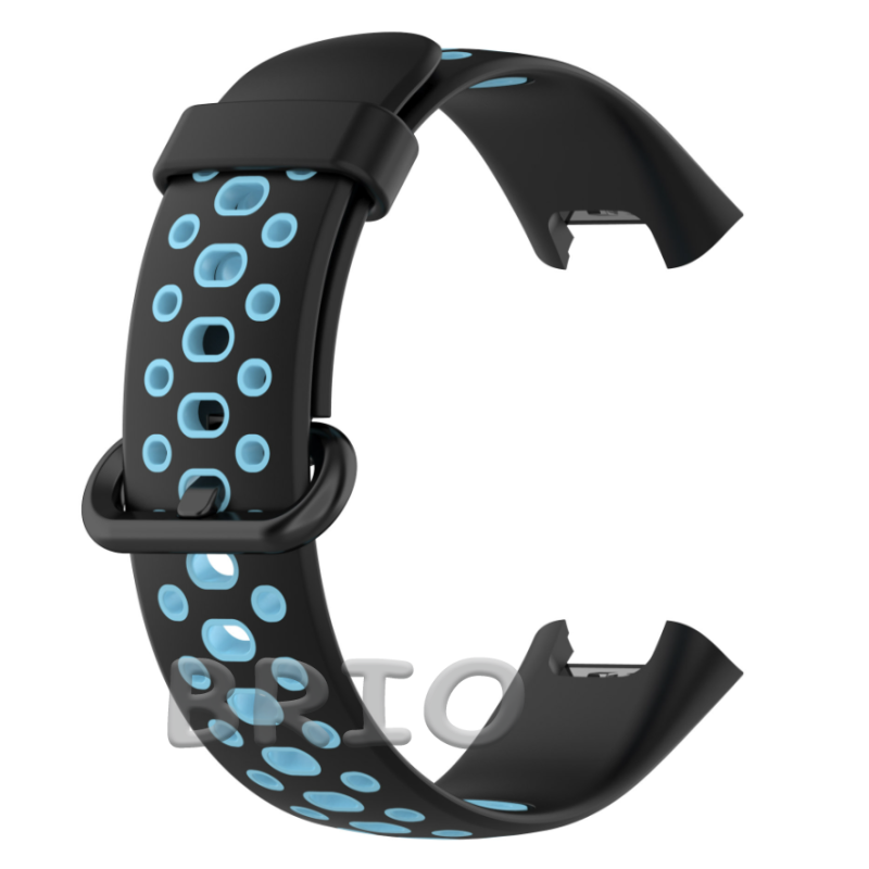 Силіконовий спортивний ремінець для Mi та Redmi Watch 2 Lite (перфорований) чорний-синій