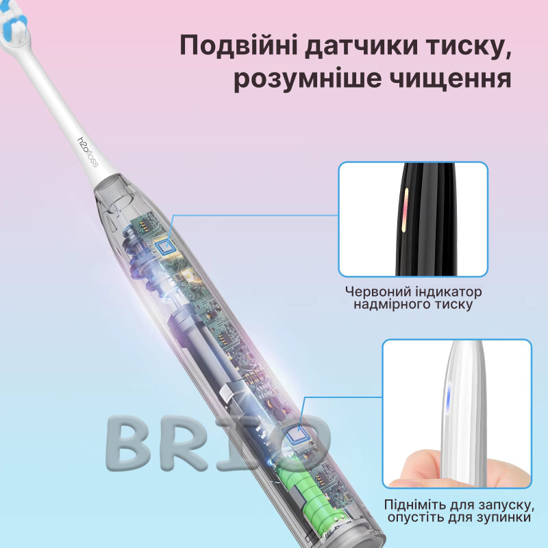 Електрична звукова зубна щітка H2ofloss SoniSweep Pro Black - потужне та дбайливе чищення