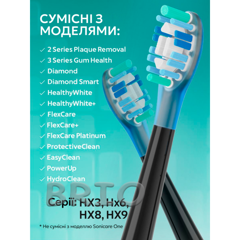 Насадки для електричної щітки Philips Sonicare C3 чорні змінні насадки набір 4 шт