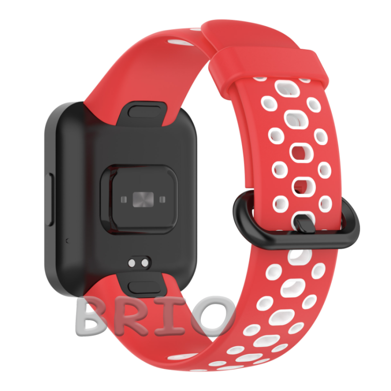 Силіконовий спортивний ремінець для Mi та Redmi Watch 2 Lite (перфорований) червоний-білий
