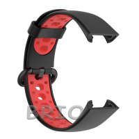 Силіконовий спортивний ремінець для Mi та Redmi Watch 2 Lite (перфорований) чорний-червоний