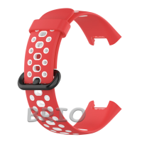Спортивный перфорированный ремешок для смарт-часов Mi Watch Lite и Redmi Watch красный-белый