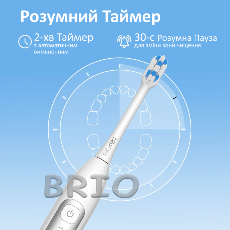 Звукова зубна щітка h2ofloss SonicSweep Білий з акумулятором на 180 днів (Model BT-02)