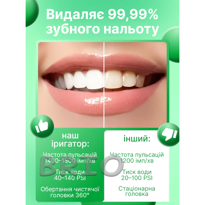 Портативний іригатор h2ofloss C102 Black (Чорний, 300 мл, 5 насадок)