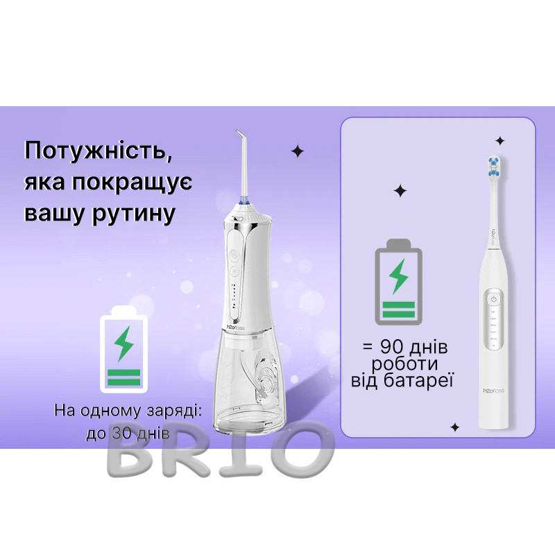 Комплект H2ofloss іригатор та електрична зубна щітка 2-в-1 білий, догляд за зубами та яснами