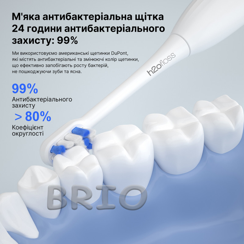 H2ofloss SoniSweep Pro - звукова електрична зубна щітка з високою частотою вібрацій, біла