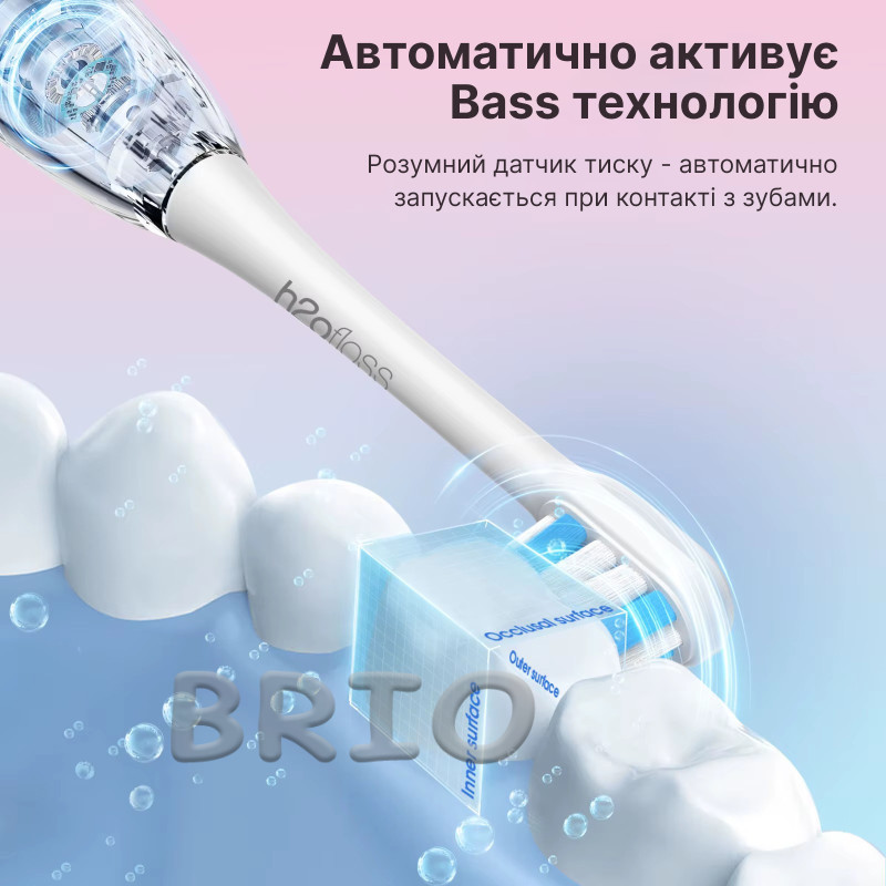 H2ofloss SoniSweep Pro - звукова електрична зубна щітка з високою частотою вібрацій, біла